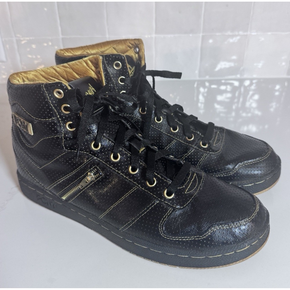 Pony City Wings Hi Shaun Neff Sneaker Men 11.5 Black Gold Perforated High Top